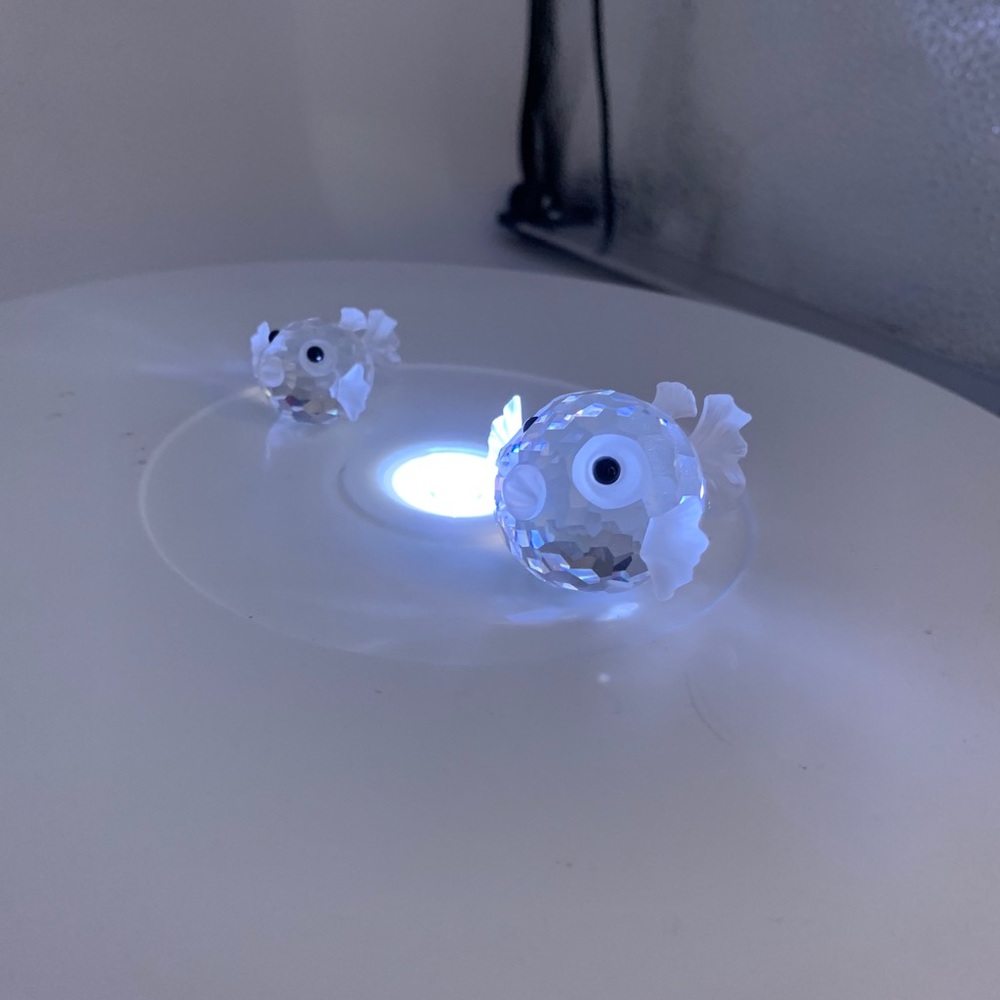 Swarovski crystal 2pc puffer fish figure set